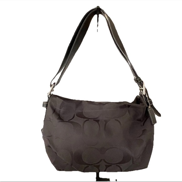 VTG Y2K COACH Signature Jacquard East West Shoulder Bag Purse Monochrome Black - Picture 3 of 14